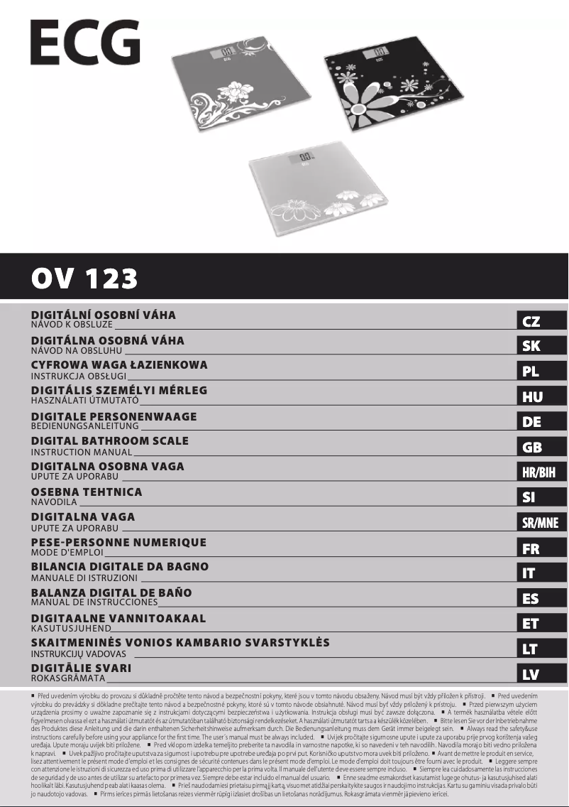 Page n°1 - Manuel utilisateur ECG OV 123