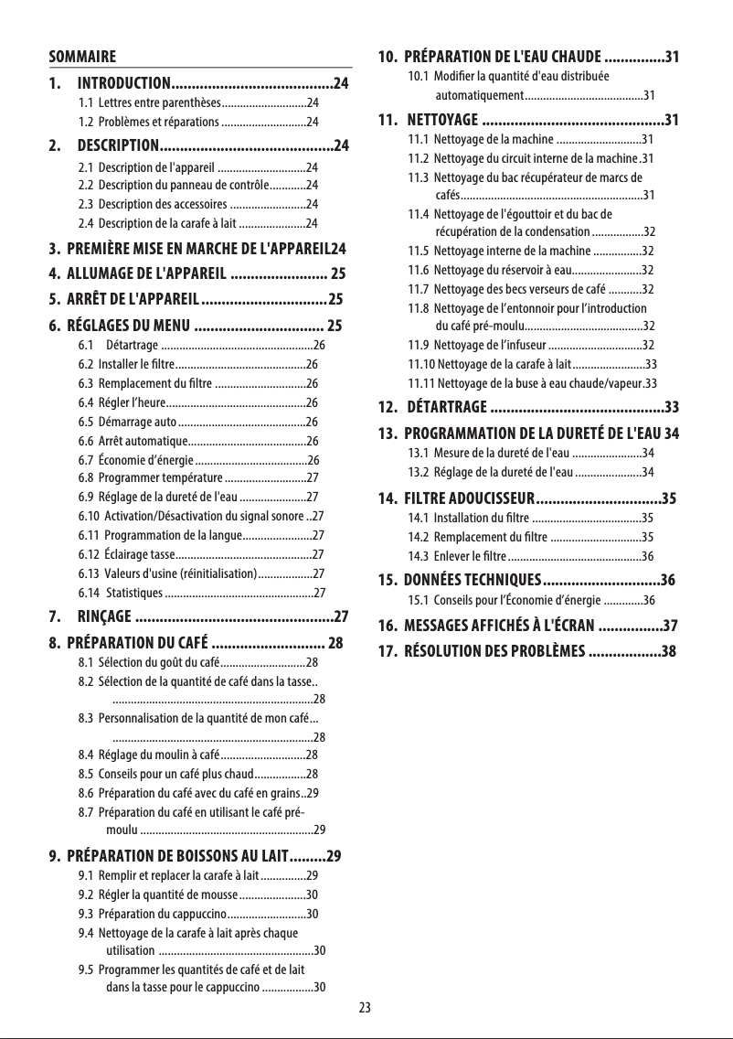 Page n°1 - Manuel utilisateur DeLonghi ECAM23.463.B