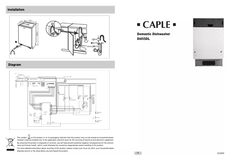 Page 1 de la notice Manuel utilisateur Caple Di455DL