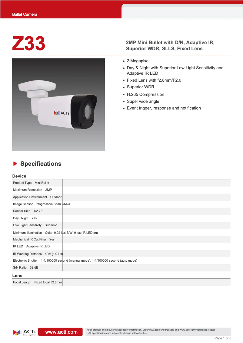 Image de la première page du manuel de l'appareil Z33