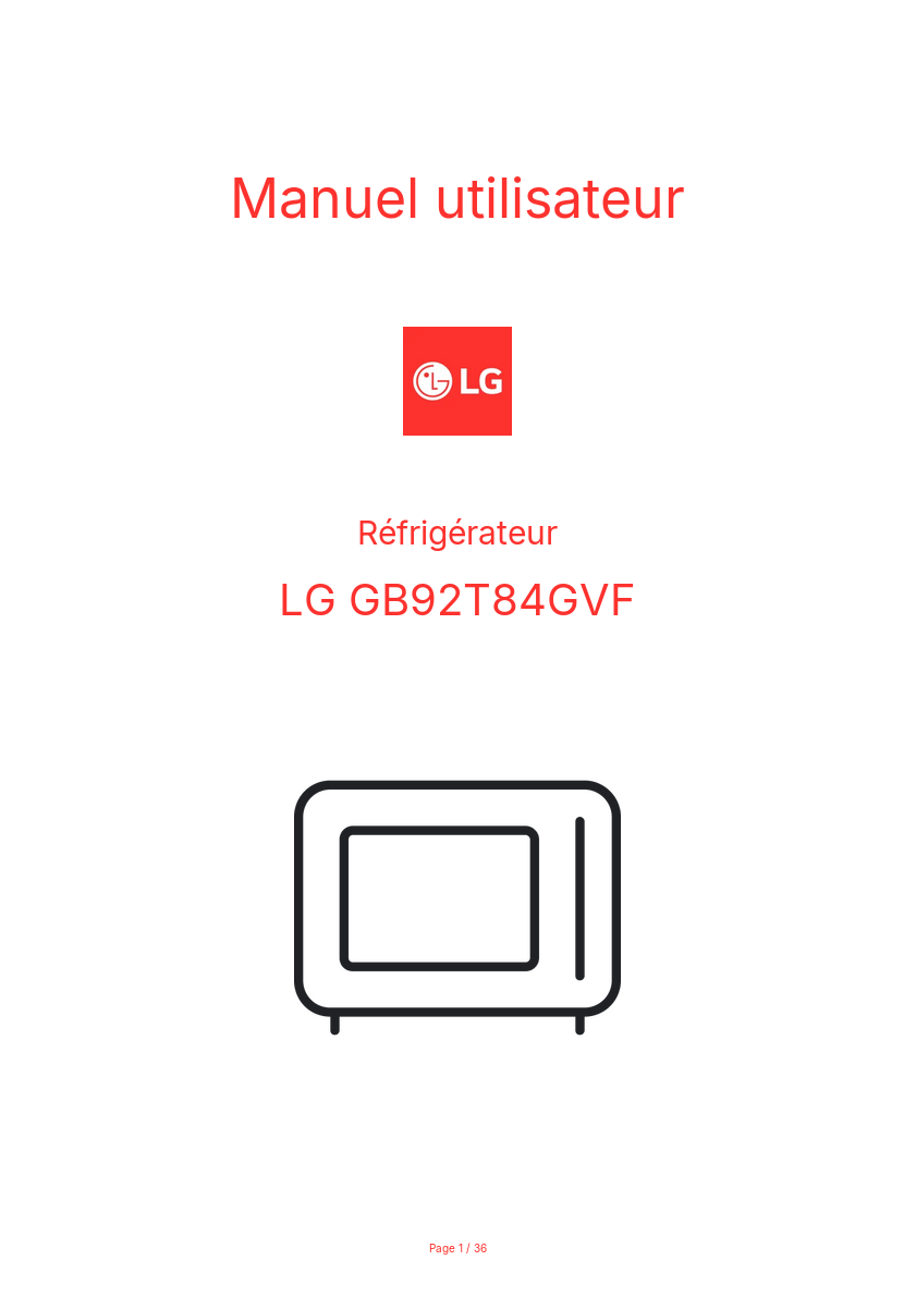 Page n°1 - Manuel utilisateur LG GB92T84GVF