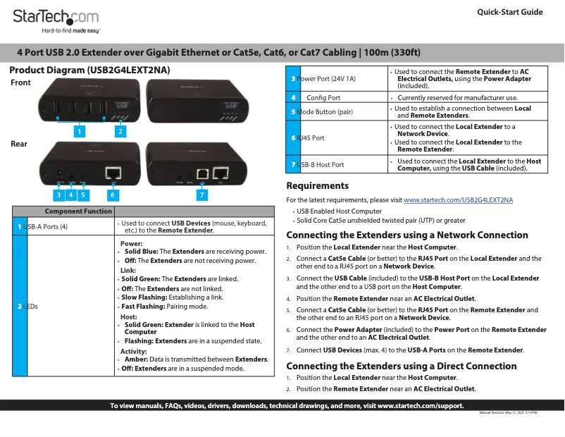 Page n°1 - Guide de démarrage rapide StarTech.com USB2G4LEXT2NA