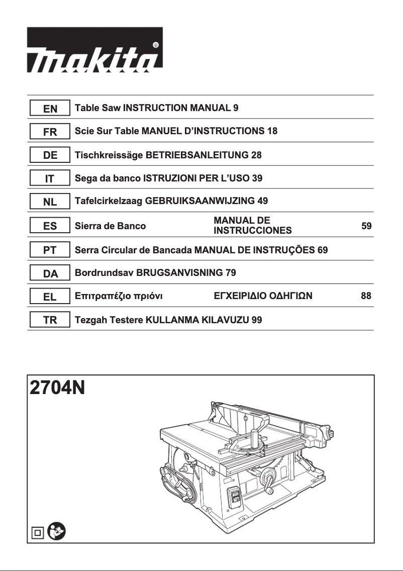 Page 1 de la notice Manuel utilisateur Makita 2704N