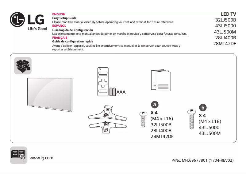 Page 1 de la notice Manuel utilisateur LG 32LJ500B