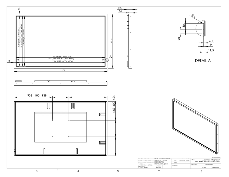 Página 1 del manual Dibujo técnico NEC MultiSync X981UHD2