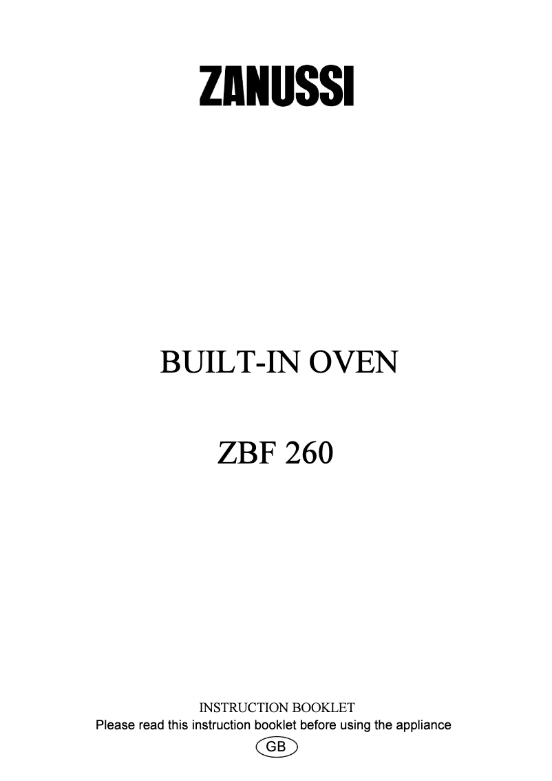 Image de la première page du manuel de l'appareil ZBF260W