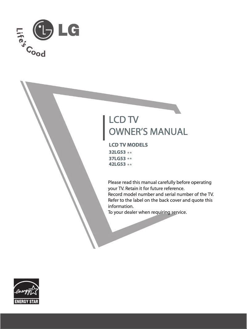 Page 1 de la notice Manuel utilisateur LG 37LG5300