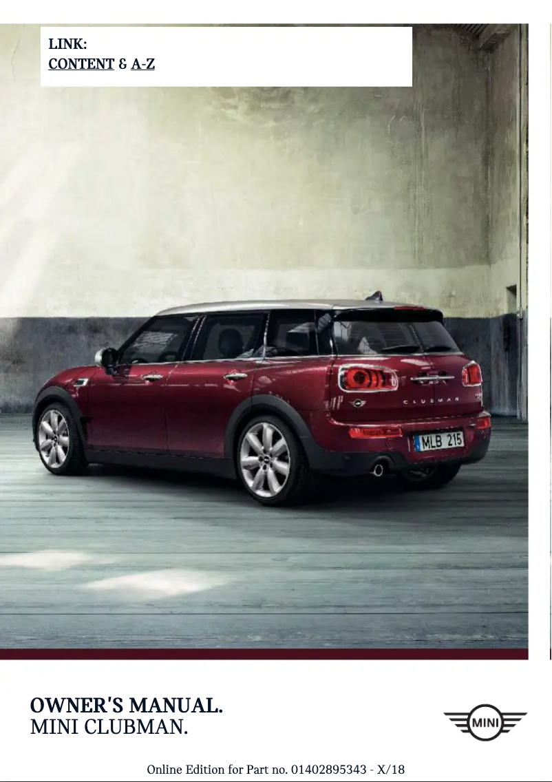 Page 1 of the manual User Manual Mini Clubman (2019)