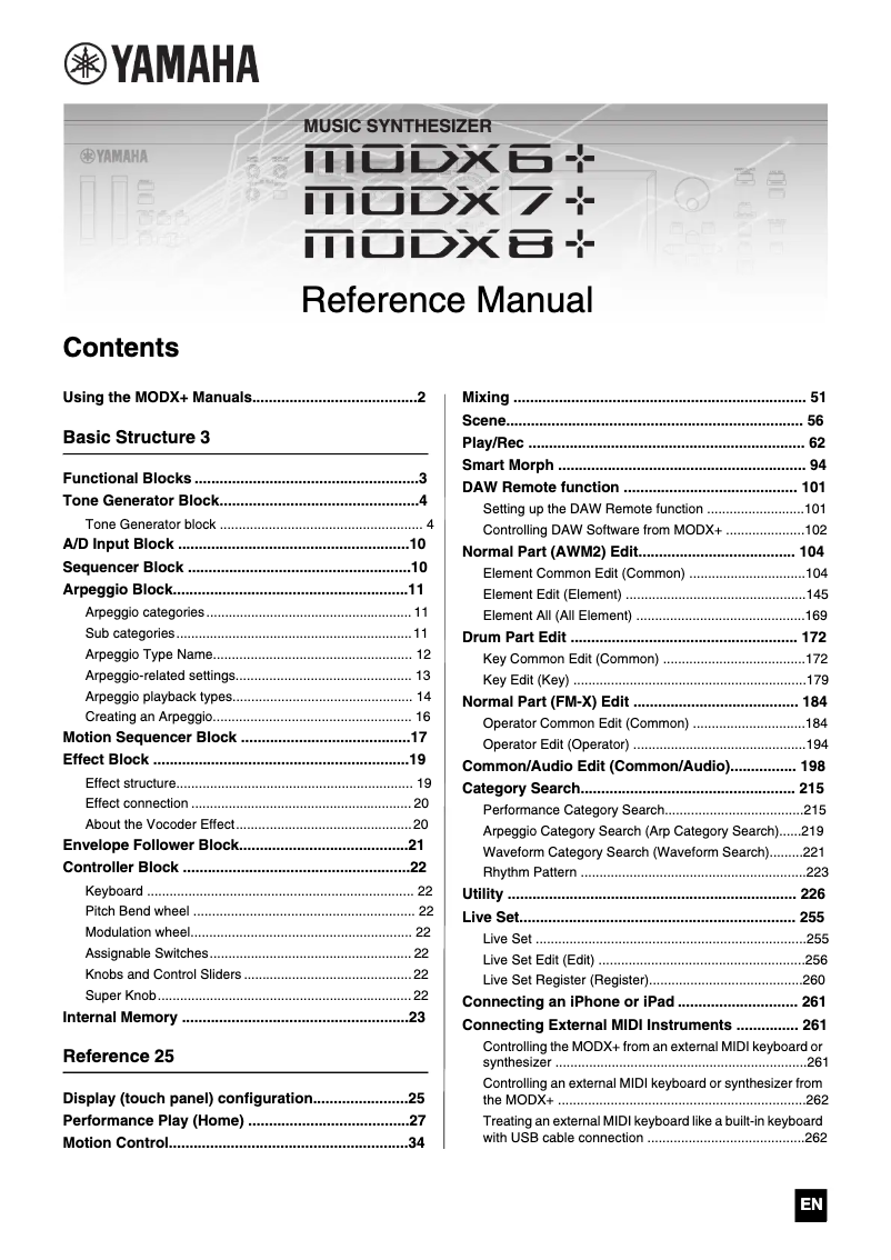 Page n°1 - Manuel utilisateur Yamaha MODX6