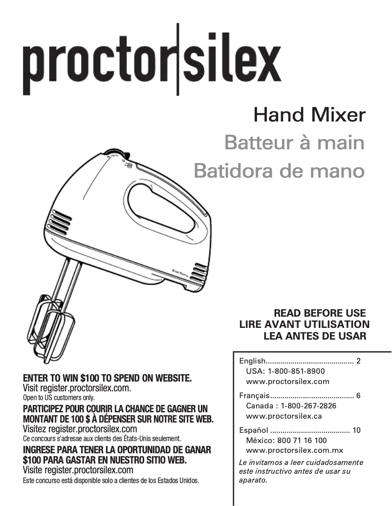 Page n°1 - Manuel d'utilisation et d'entretien Proctor Silex 62507