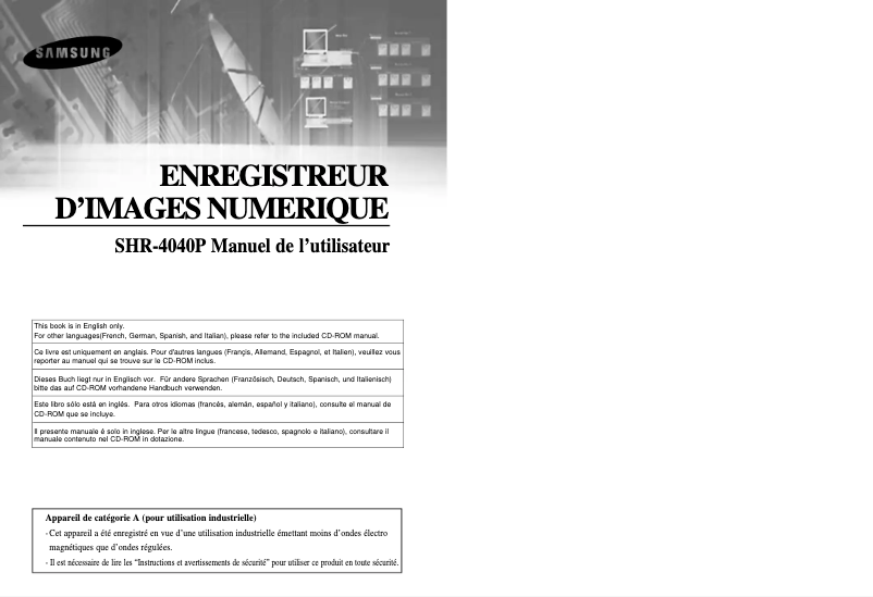 Page 1 de la notice Manuel utilisateur Samsung SHR-4040P