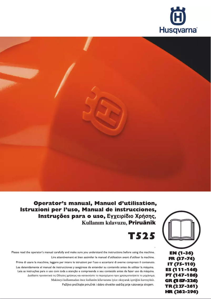 Page 1 de la notice Manuel utilisateur Husqvarna T525