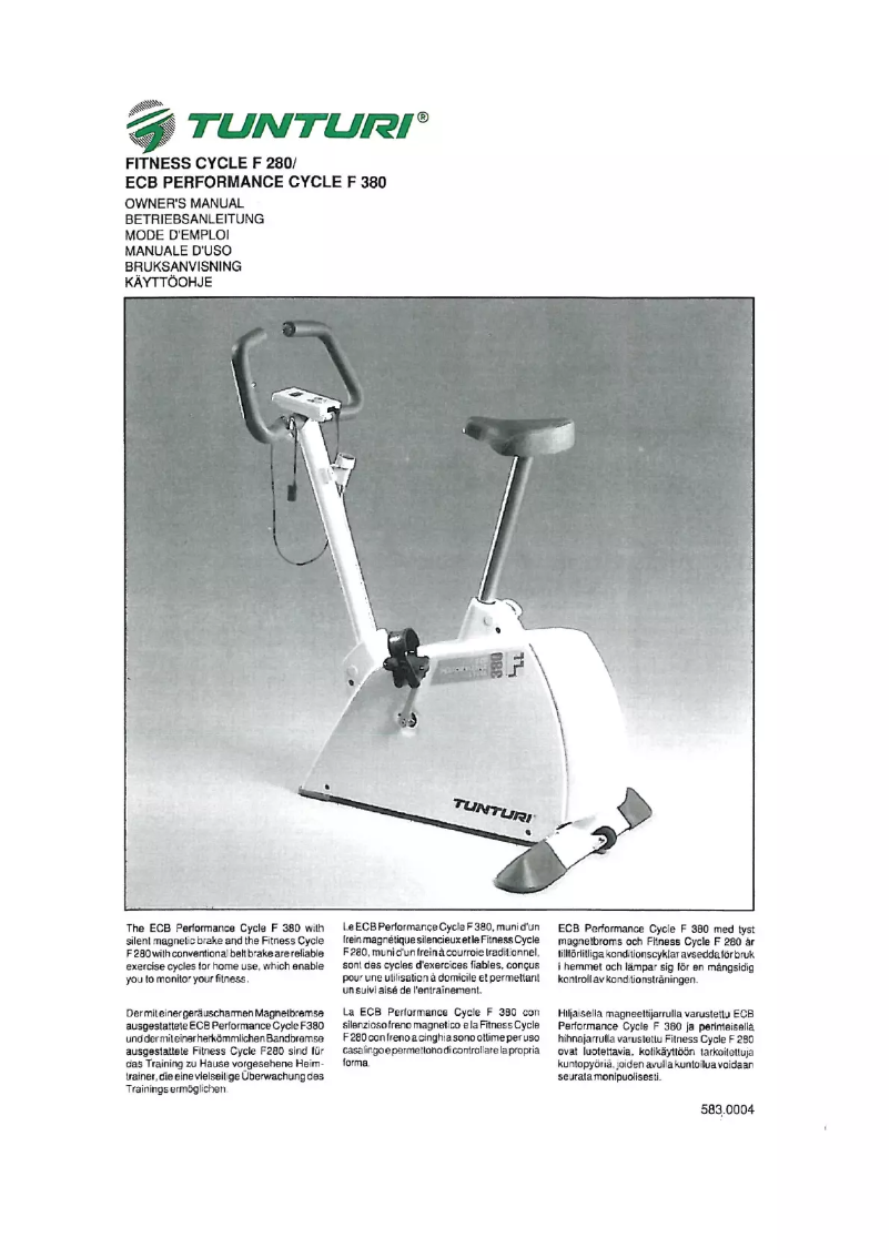 Page n°1 - Manuel utilisateur Tunturi F380