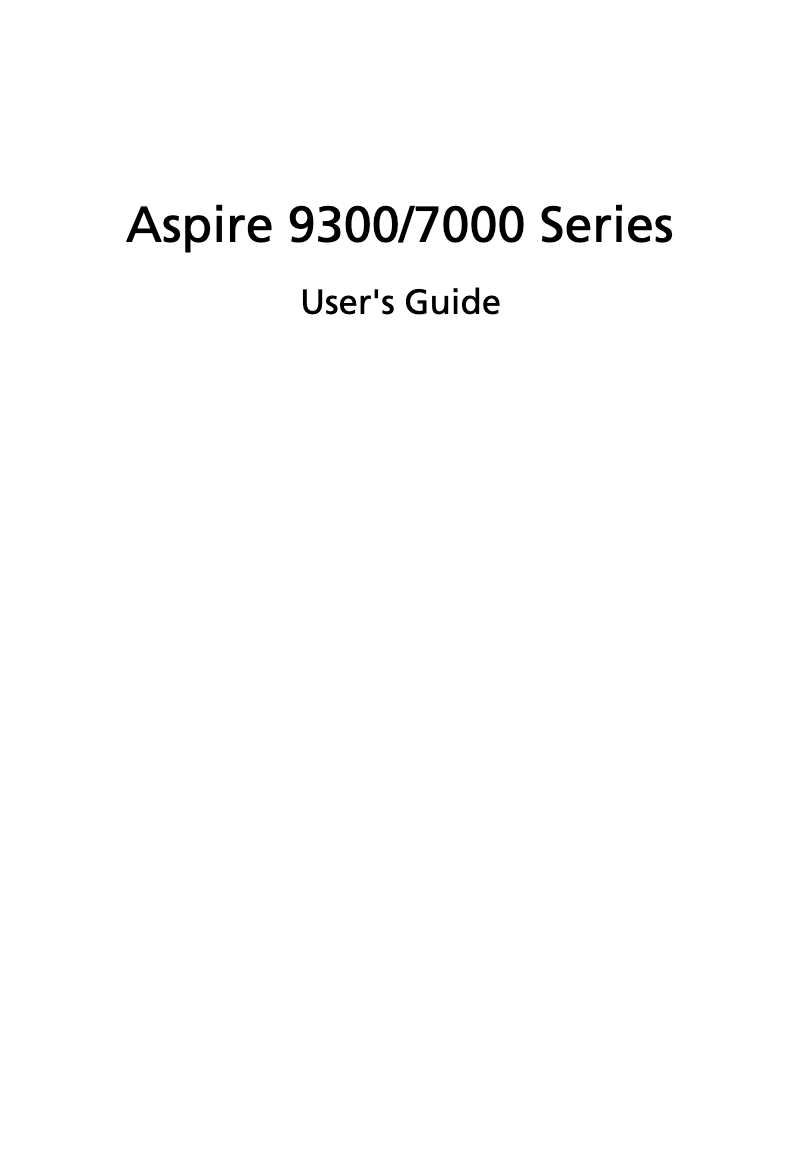 Page n°1 - Manuel utilisateur Acer Aspire 9300