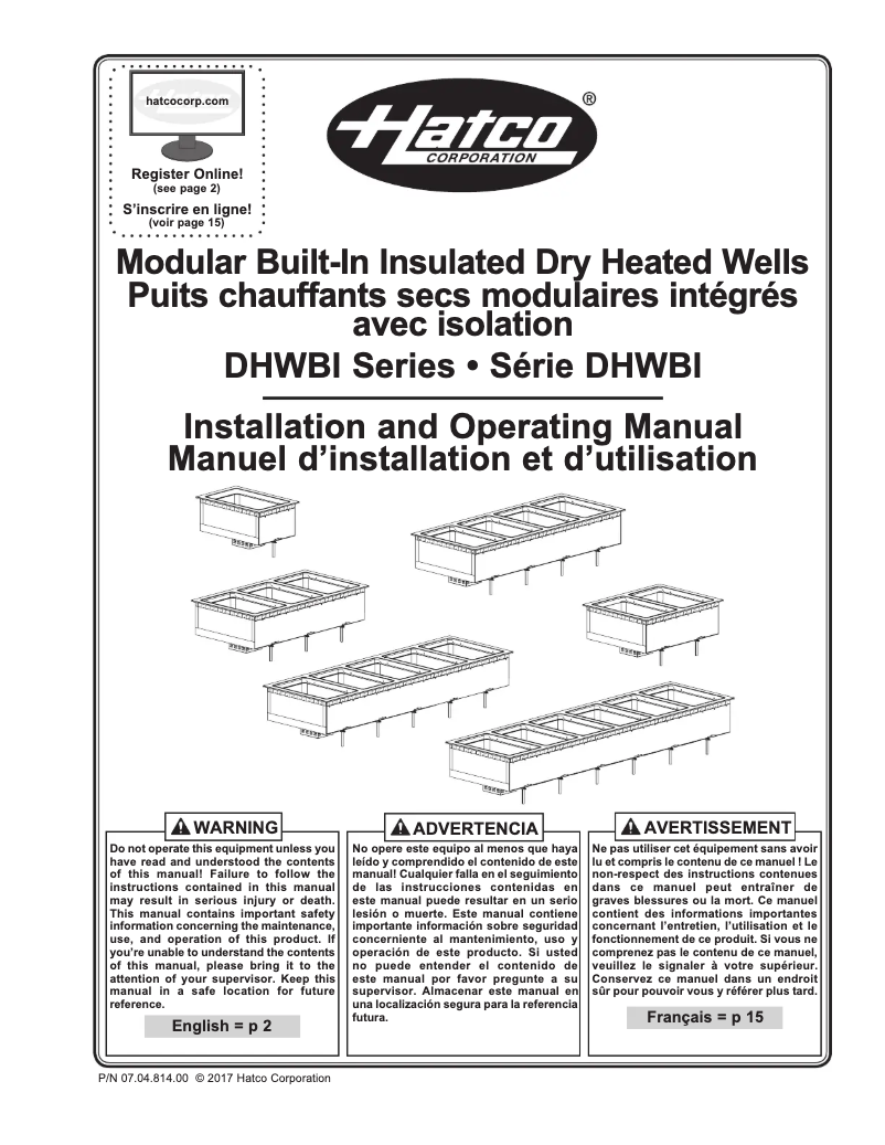 Page 1 de la notice Manuel utilisateur Hatco DHWBI-2