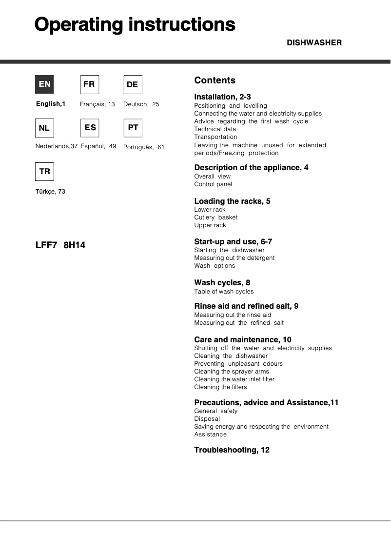 Page n°1 - Manuel utilisateur Hotpoint Ariston LFF7 8H14 X EU