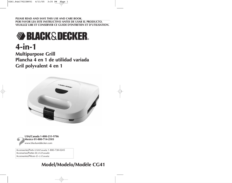 Page 1 de la notice Manuel utilisateur Black & Decker CG41