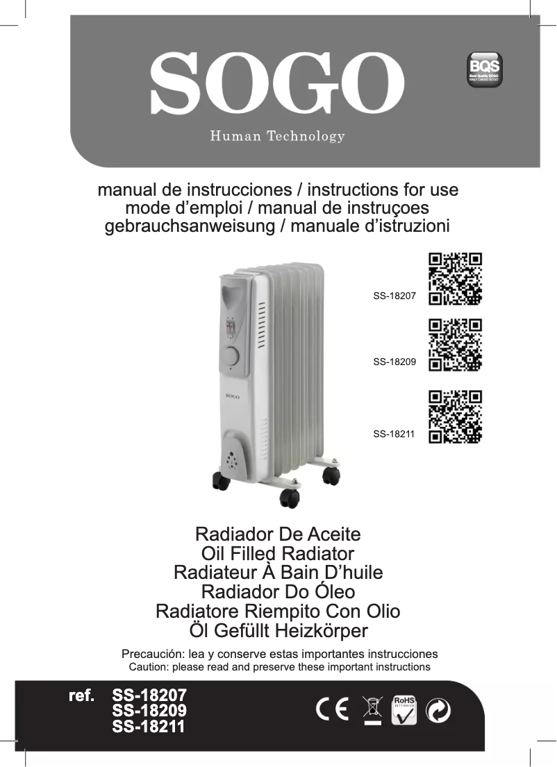 Page n°1 - Manuel utilisateur Sogo CAL-SS-18211