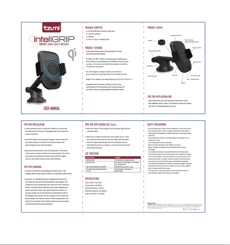 Page n°1 - Manuel utilisateur Tzumi Inteligrip