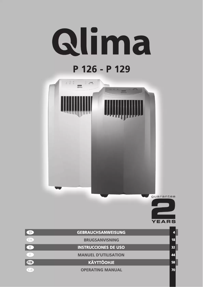 Page 1 de la notice Manuel utilisateur Qlima P 126