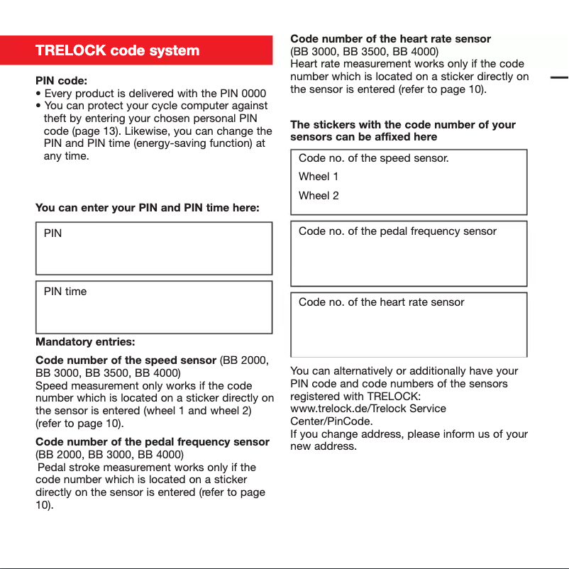 Page n°1 - Manuel utilisateur Trelock BB 2500