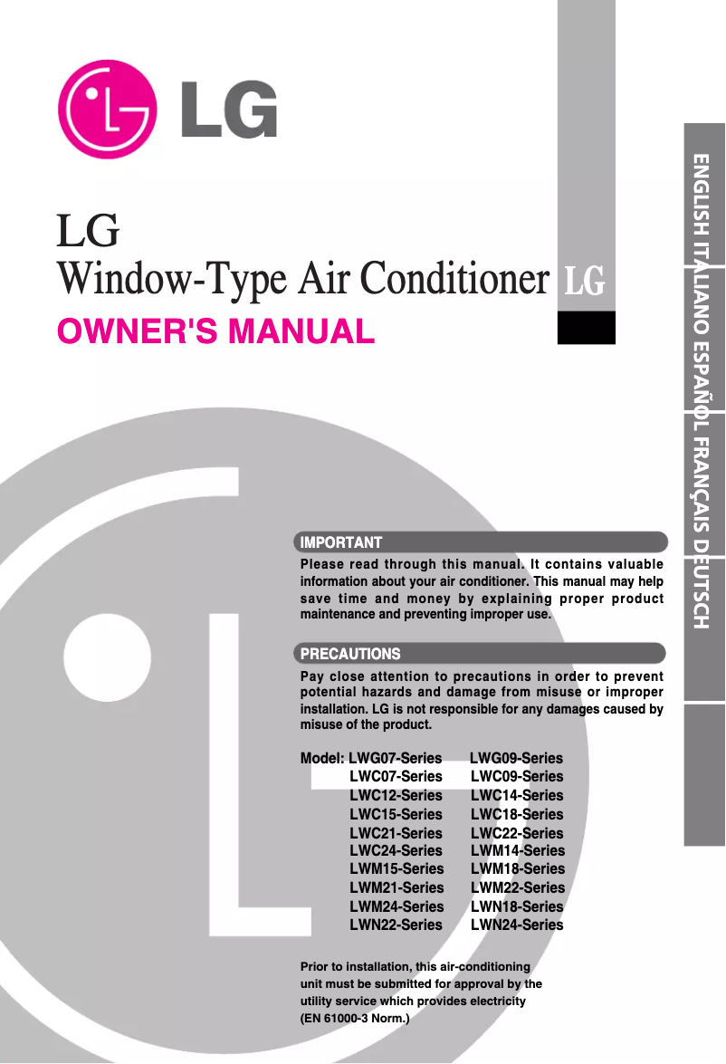 Page n°1 - Manuel utilisateur LG LWG0761AAG