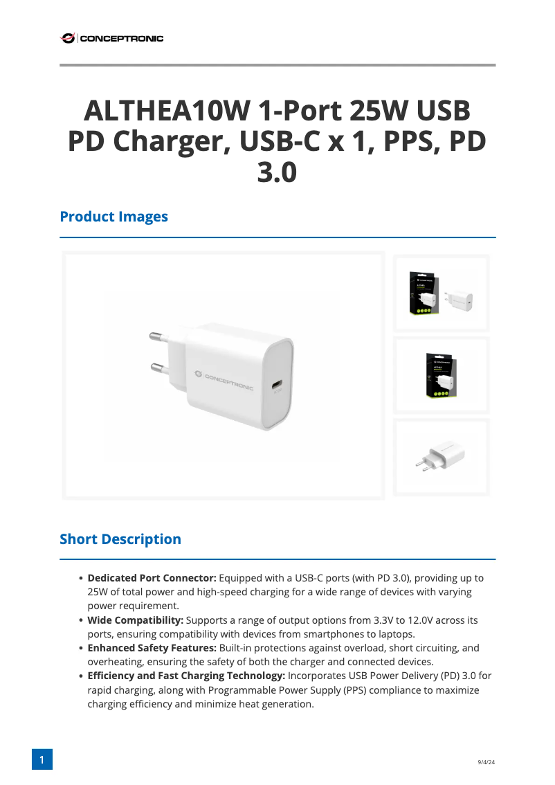 Image de la première page du manuel de l'appareil ALTHEA10W