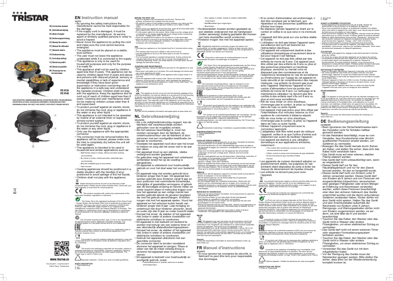 Page 1 de la notice Manuel utilisateur TriStar PZ-9145