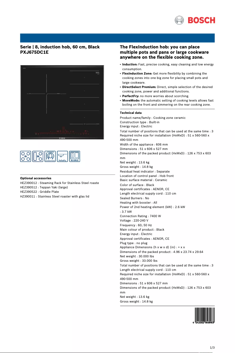 Imagen de la primera página del manual del dispositivo PXJ675DC1E