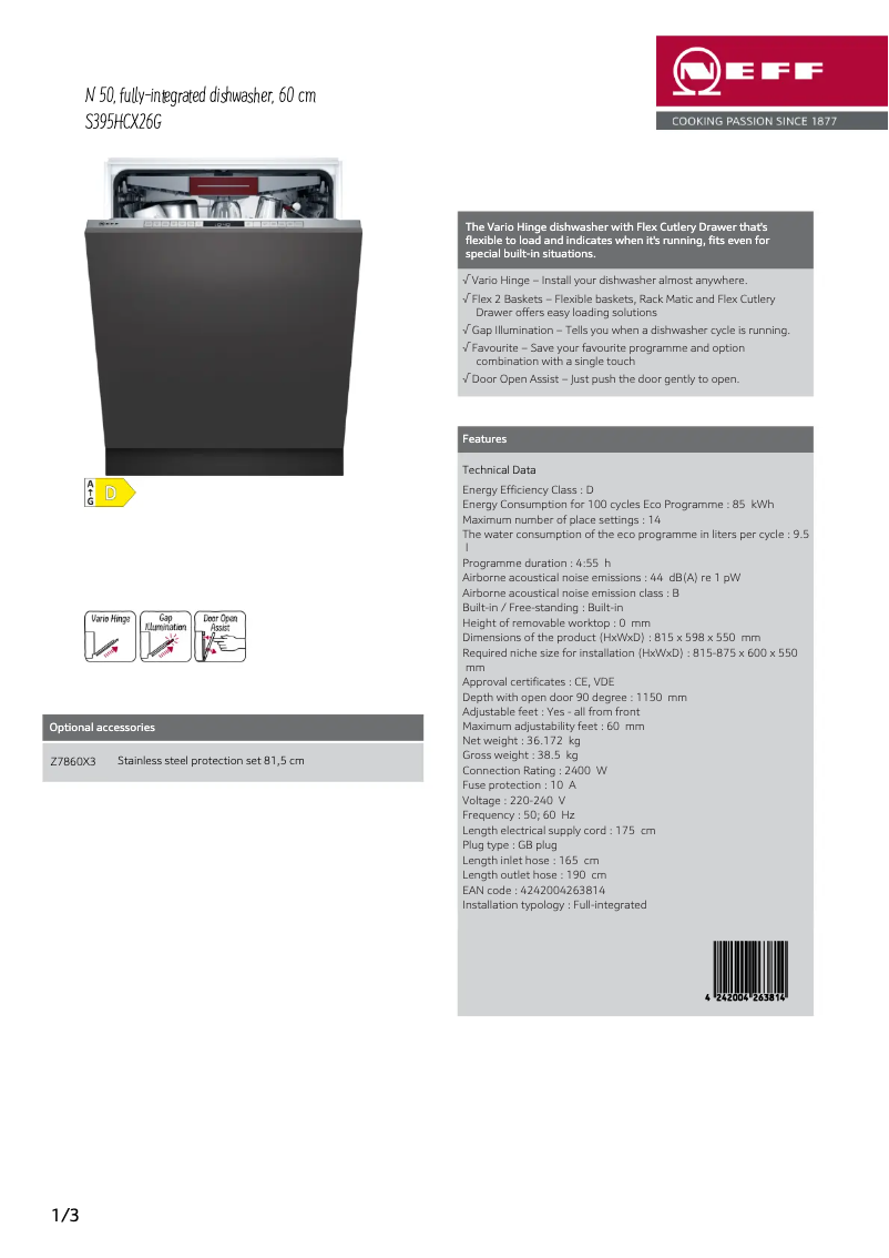 Page n°1 - Fiche technique Neff S395HCX26G