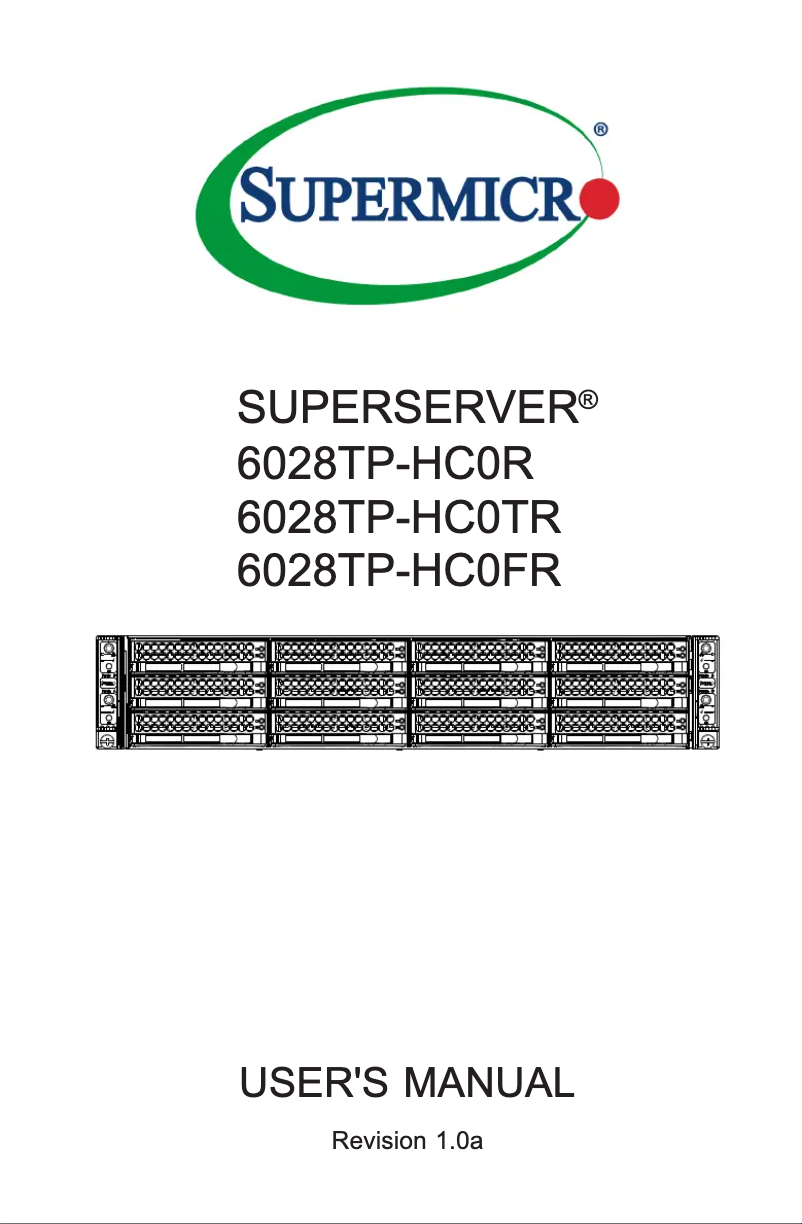 Image de la première page du manuel de l'appareil SuperServer 6028TP-HC0FR