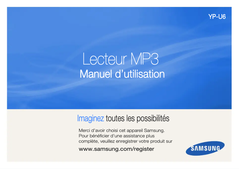 Page 1 de la notice Manuel utilisateur Samsung YP-U6AP
