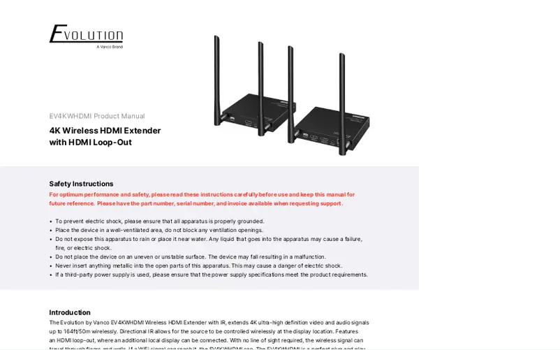 Page 1 de la notice Manuel utilisateur Evolution EV4KWHDMI