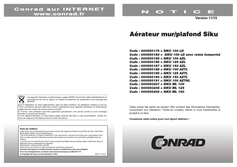Page n°1 - Manuel utilisateur Siku 125 AZTL