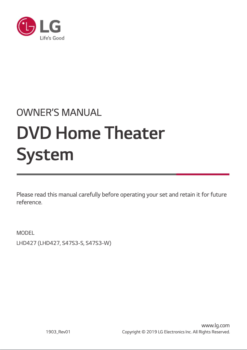 Page 1 de la notice Manuel utilisateur LG LHD457