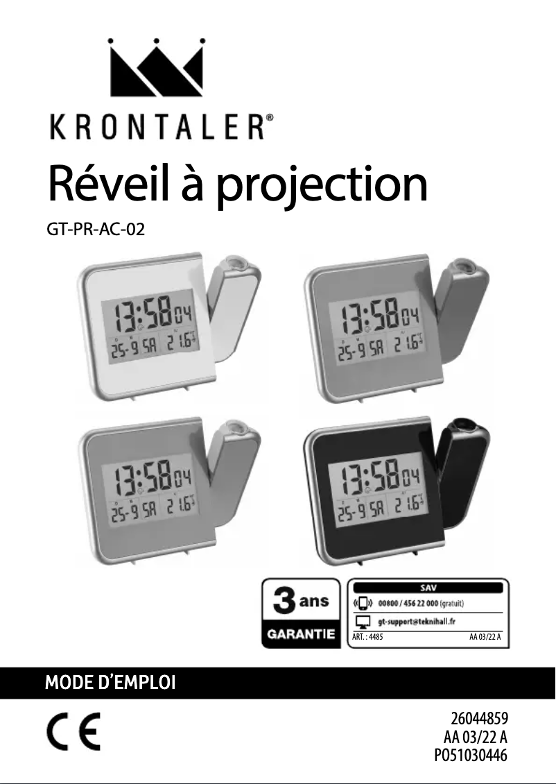 Page n°1 - Manuel utilisateur Krontaler GT-PR-AC-02