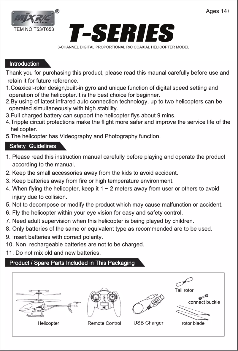 Page n°1 - Manuel utilisateur MJX T53