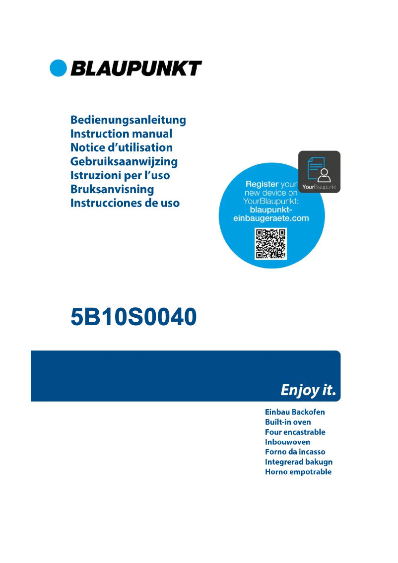 Page n°1 - Manuel utilisateur Blaupunkt 5B10S0040
