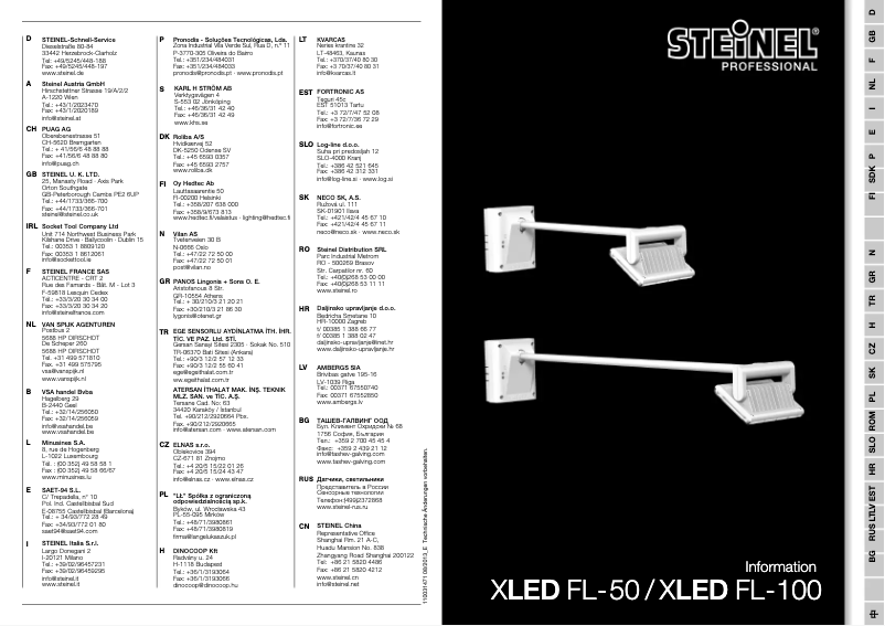 Image de la première page du manuel de l'appareil XLED FL-50