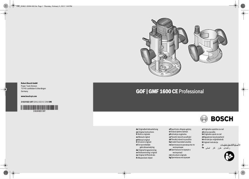 Page 1 de la notice Manuel utilisateur Bosch GOF 1600 CE