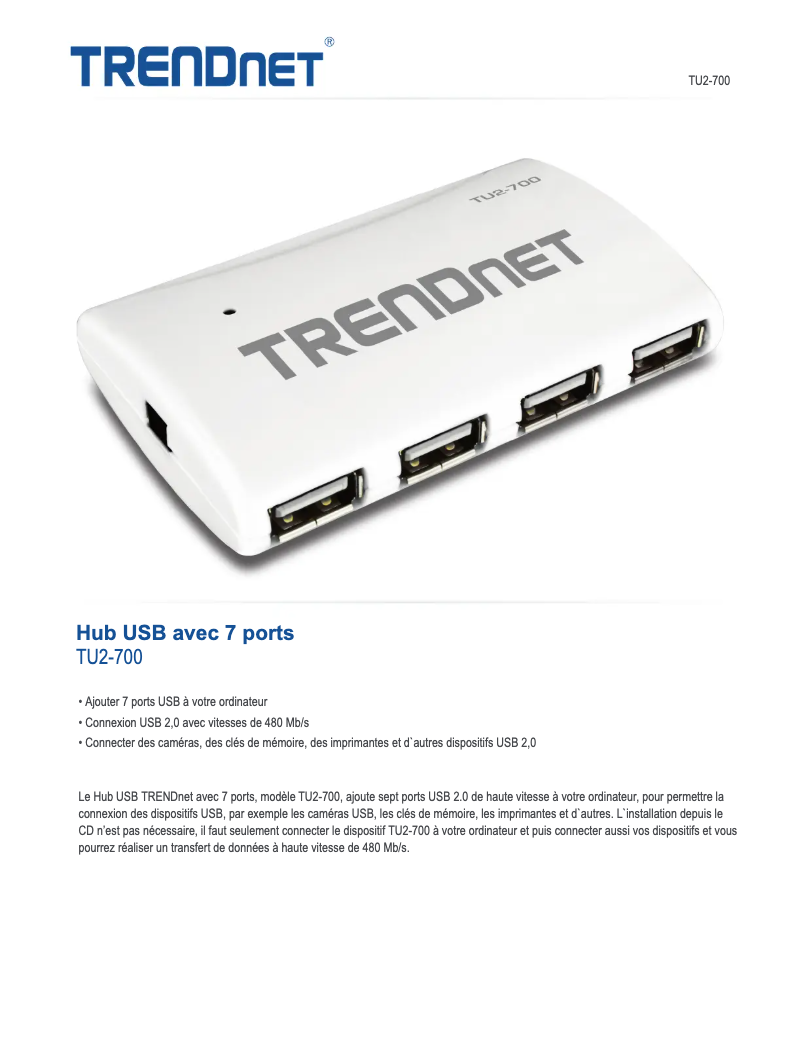 Image de la première page du manuel de l'appareil TU2-700