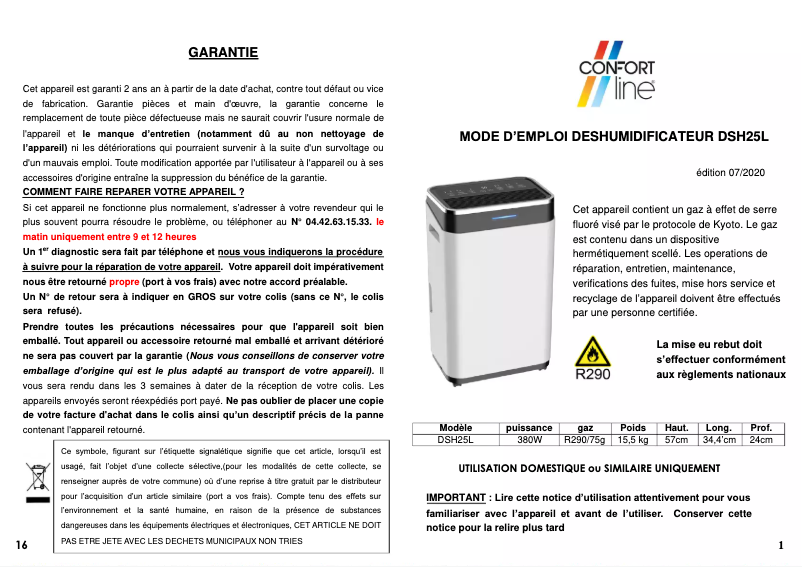 Page n°1 - Manuel utilisateur Kitchen Chef DSH25L