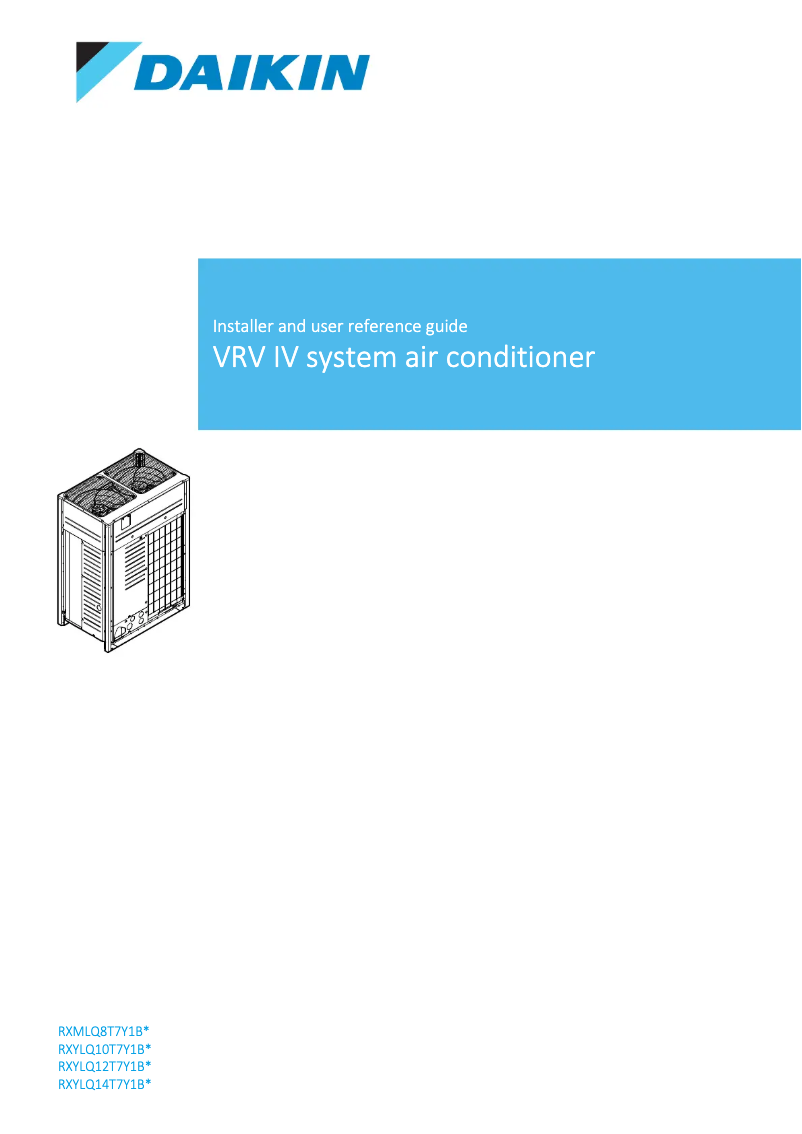 Page 1 de la notice Guide d'installation Daikin RXYLQ10T7Y1B