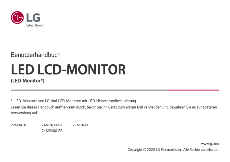 Image de la première page du manuel de l'appareil 27MR400