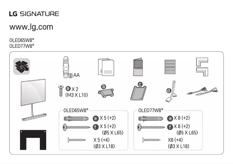 Image de la première page du manuel de l'appareil OLED65W8XCA