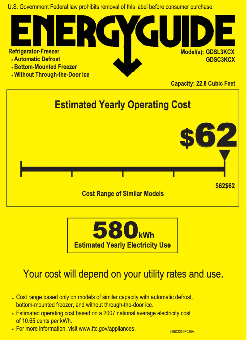 Página 1 del manual Etiqueta energética GE GDSL3KCXLS