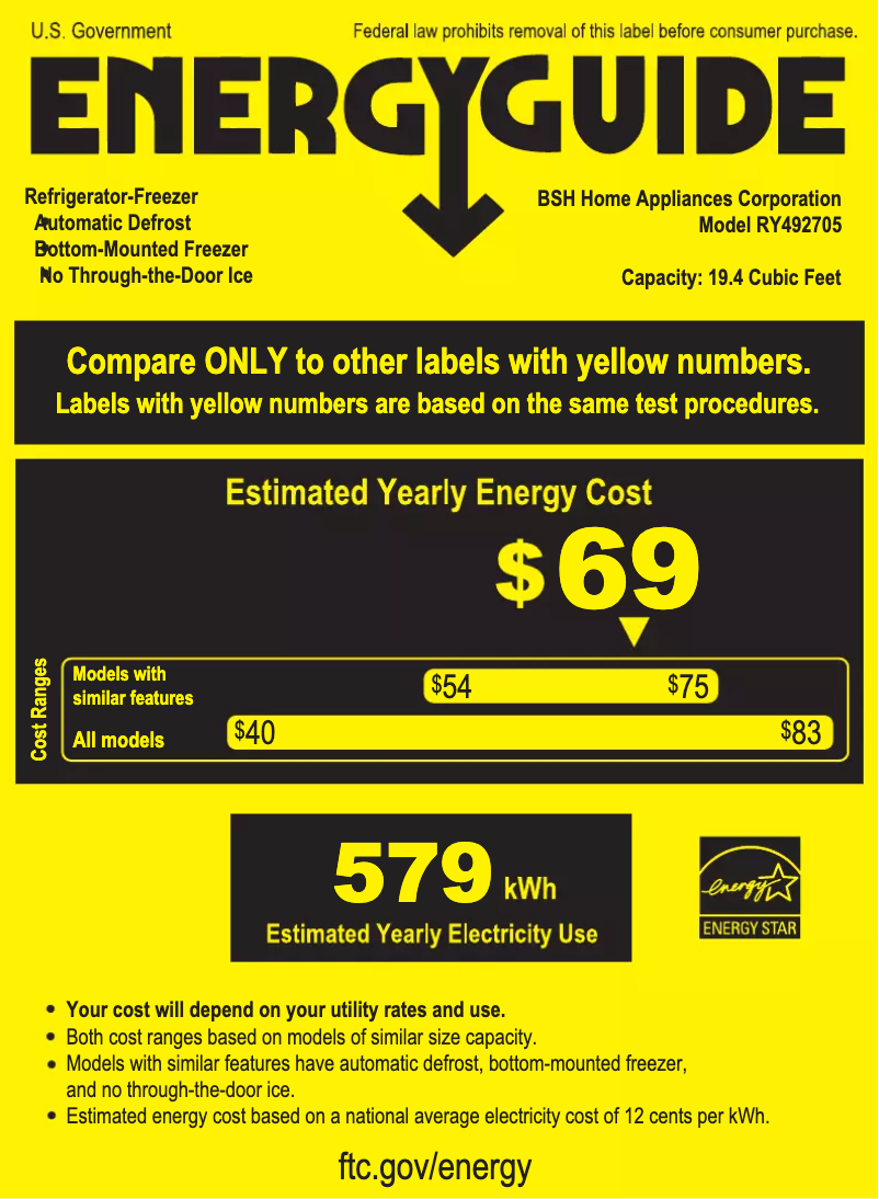 Page 1 de la notice Label énergétique Gaggenau RY492705