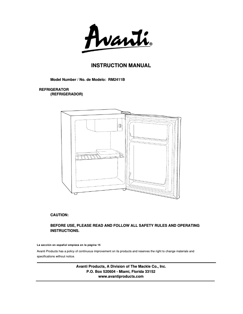 Image de la première page du manuel de l'appareil RM2411B