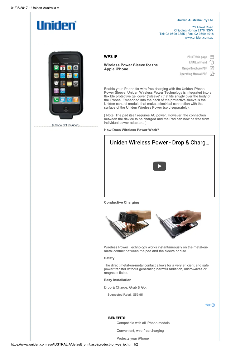 Page 1 de la notice Manuel utilisateur Uniden WPS iP