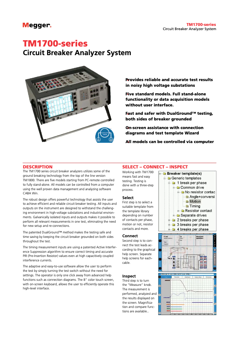Page 1 de la notice Fiche technique Megger TM1700